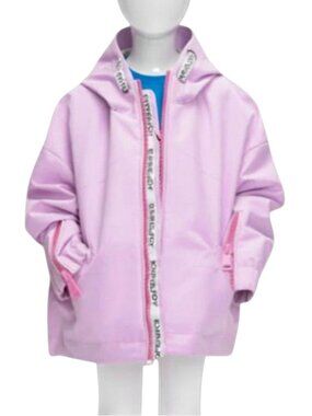 KhrisJoy Kids Girls Pink Full-Zip Oversized Windbreaker Jacket Size 12
